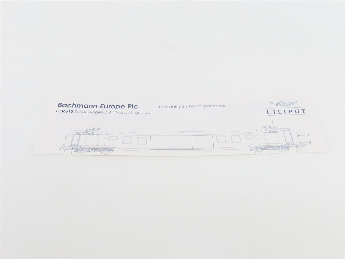 HO Scale Liliput L336615 DR Deutsche Reichsbahn WWII Flakwagen Anti-Aircraft Car