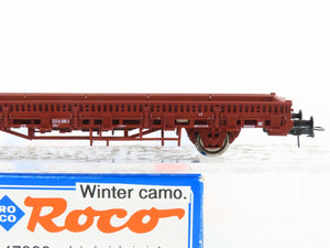HO Scale Roco 47399 DB Deutsche Bahn Flat Car w/ Winter Camo Military Vehicle
