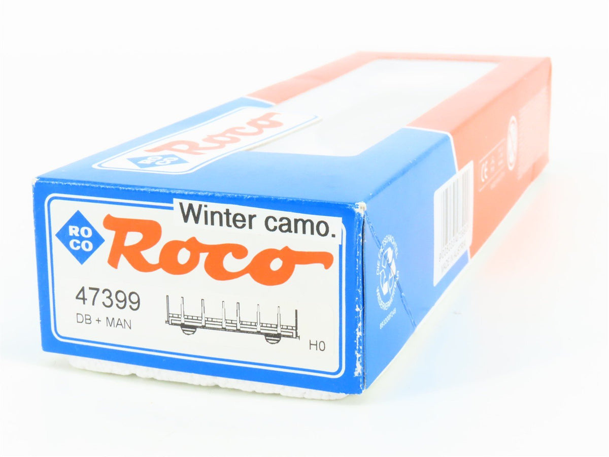 HO Scale Roco 47399 DB Deutsche Bahn Flat Car w/ Winter Camo Military Vehicle