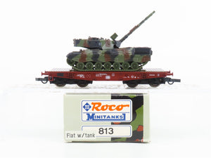 HO Scale Roco Minitanks 813 DB Deutsche Bahn Flat Car w/ Military Tank