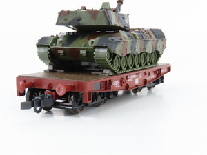 HO Scale Roco Minitanks 813 DB Deutsche Bahn Flat Car w/ Military Tank