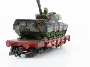 HO Scale Roco Minitanks 813 DB Deutsche Bahn Flat Car w/ Military Tank