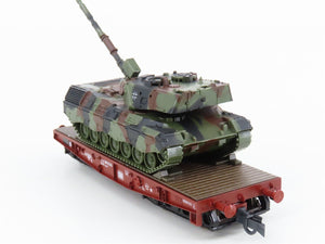 HO Scale Roco Minitanks 813 DB Deutsche Bahn Flat Car w/ Military Tank