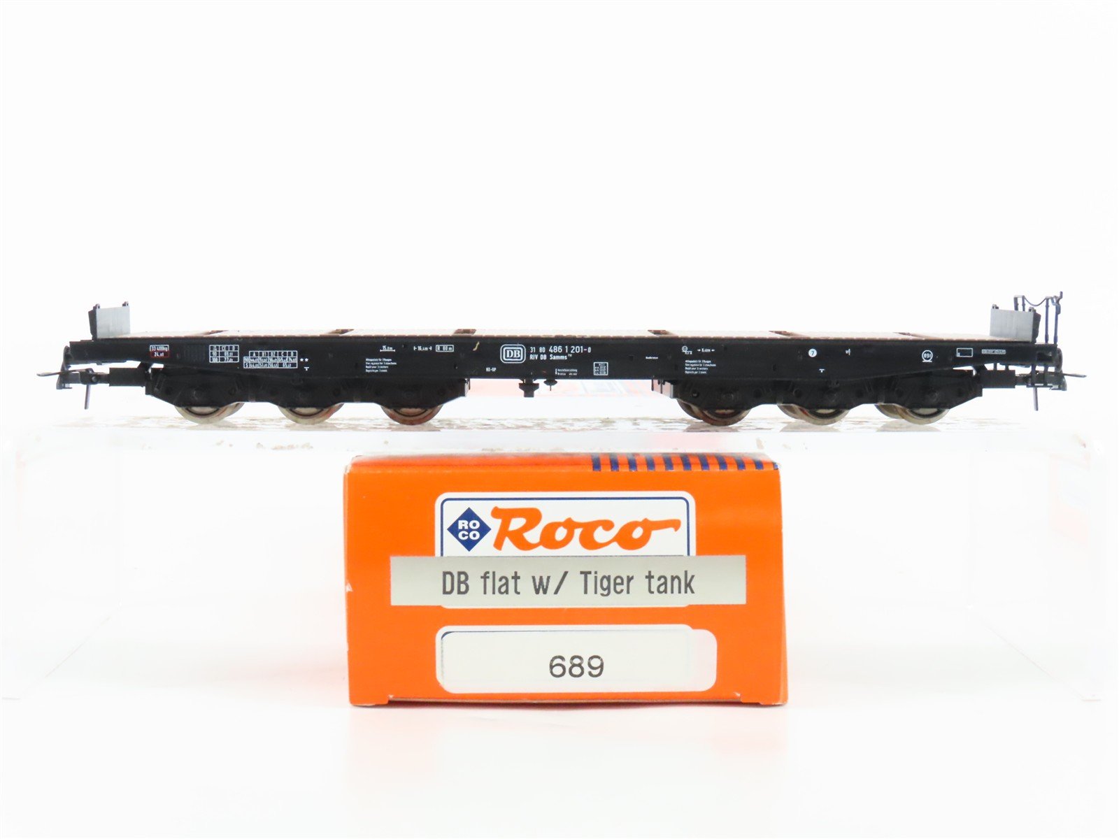 HO Scale Roco Minitanks 689 DB Deutsche Bahn Flat Car w/ Tiger Tank