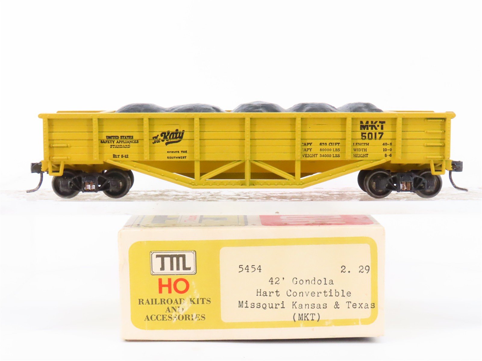 HO Scale Train Miniature 5454 M-K-T The Katy 42' Convertible Gondola #5017