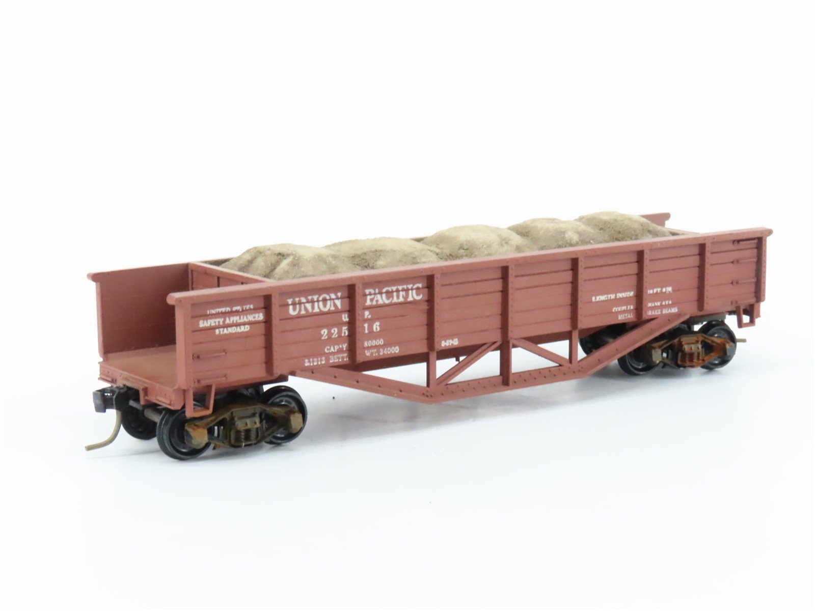 HO Scale Train Miniature 5455 UP Union Pacific 42' Gondola #22516 w/ Load