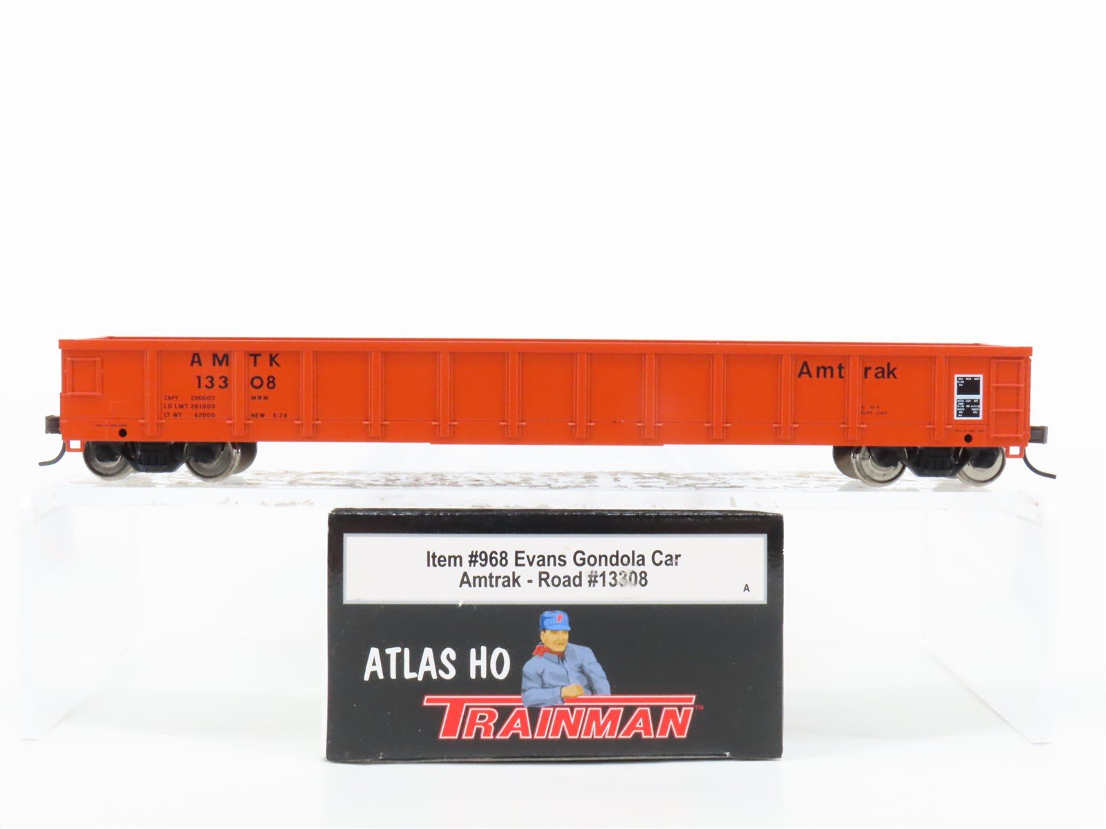HO Scale Atlas Trainman 968 AMTK Amtrak Open Gondola #13308