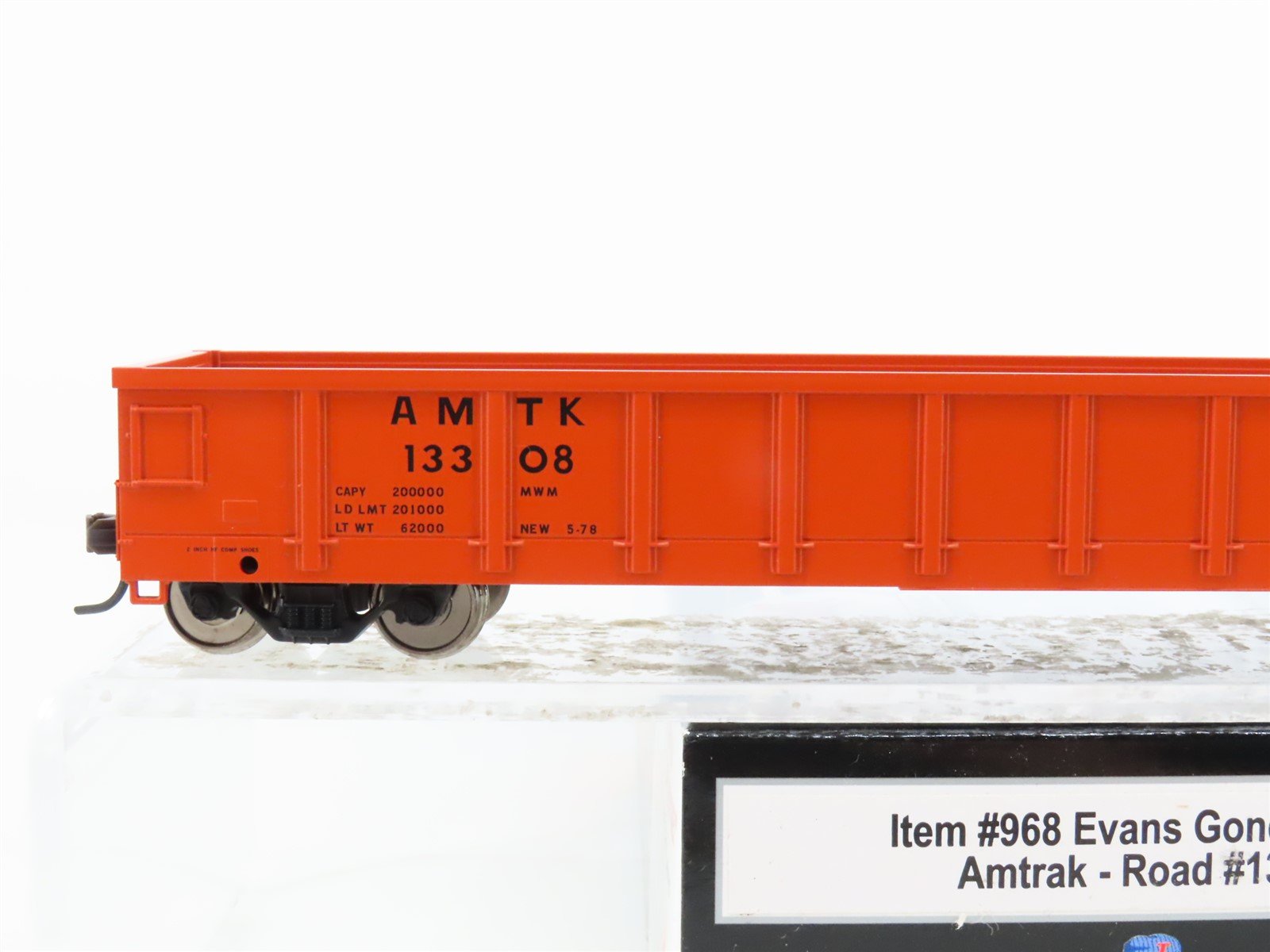 HO Scale Atlas Trainman 968 AMTK Amtrak Open Gondola #13308