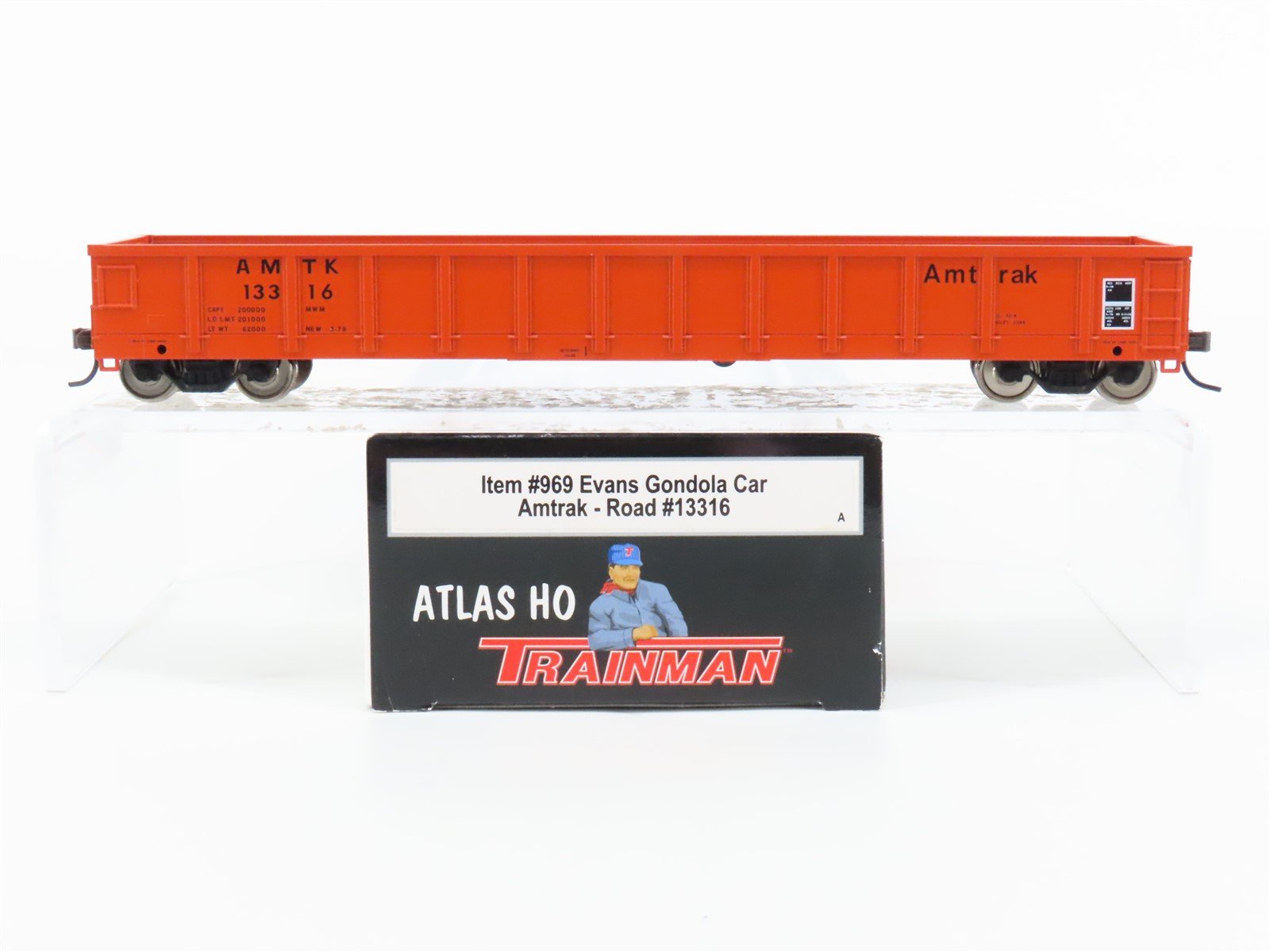 HO Scale Atlas Trainman 969 AMTK Amtrak Open Gondola #13316