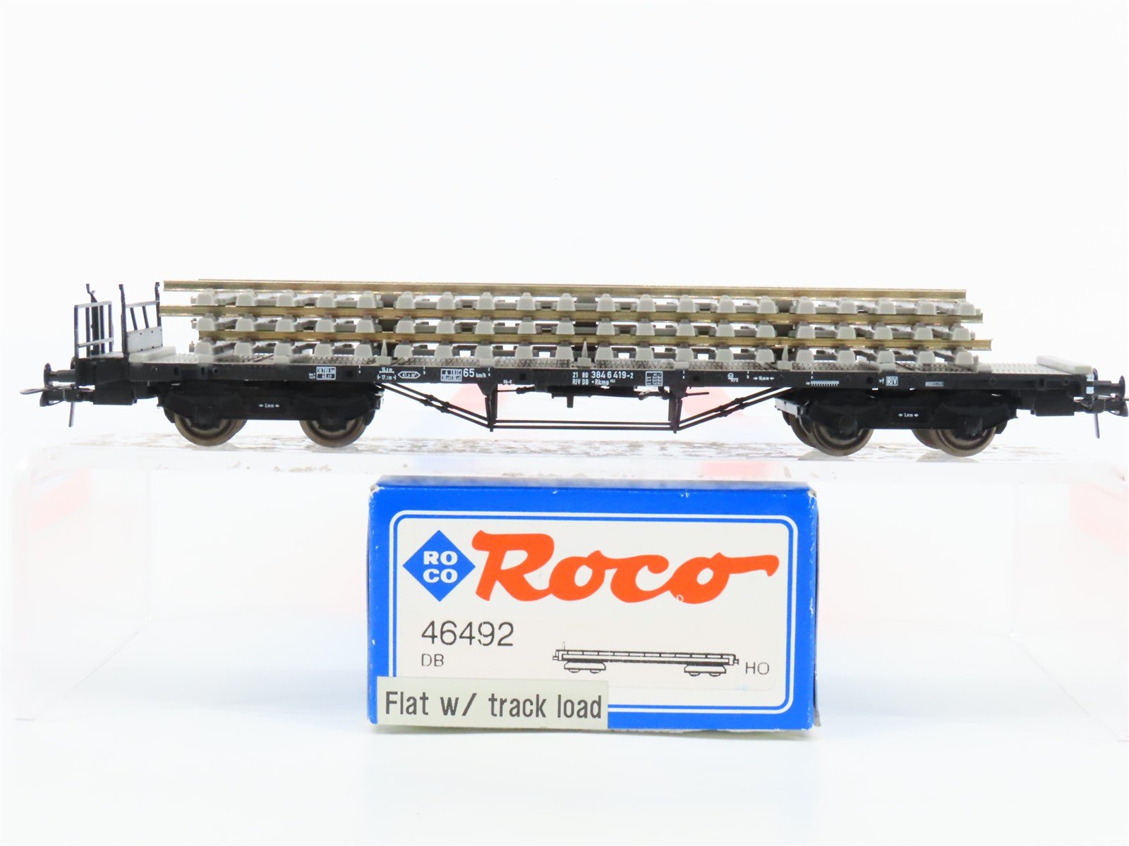 HO Scale Roco 46492 DB Deutsche Bahn Flat Car w/ Track Load