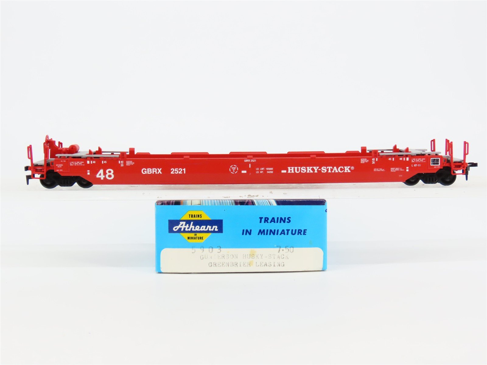 HO Scale Athearn 5903 GBRX Greenbrier Leasing Husky-Stack Well Car #2521