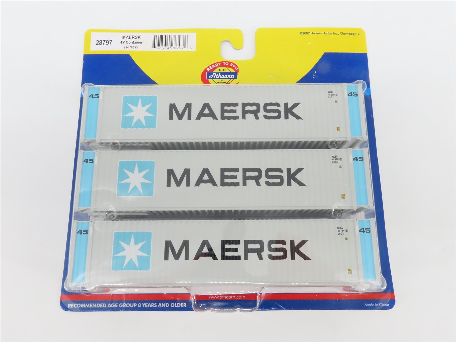 HO Scale Athearn 28797 Maersk 45' Container 3-Pack