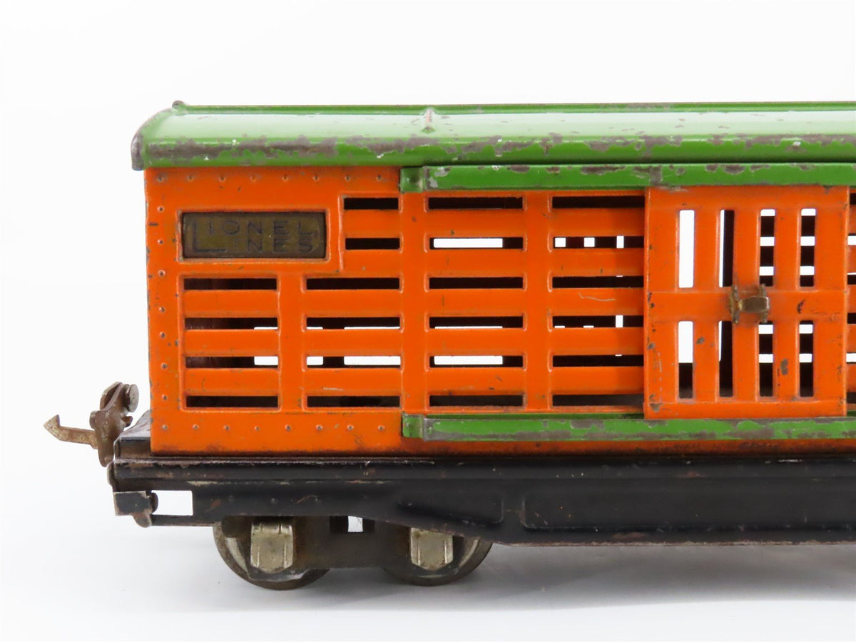O Gauge 3-Rail Lionel Vintage Prewar Tinplate Lionel Lines Stock/Cattle Car #813