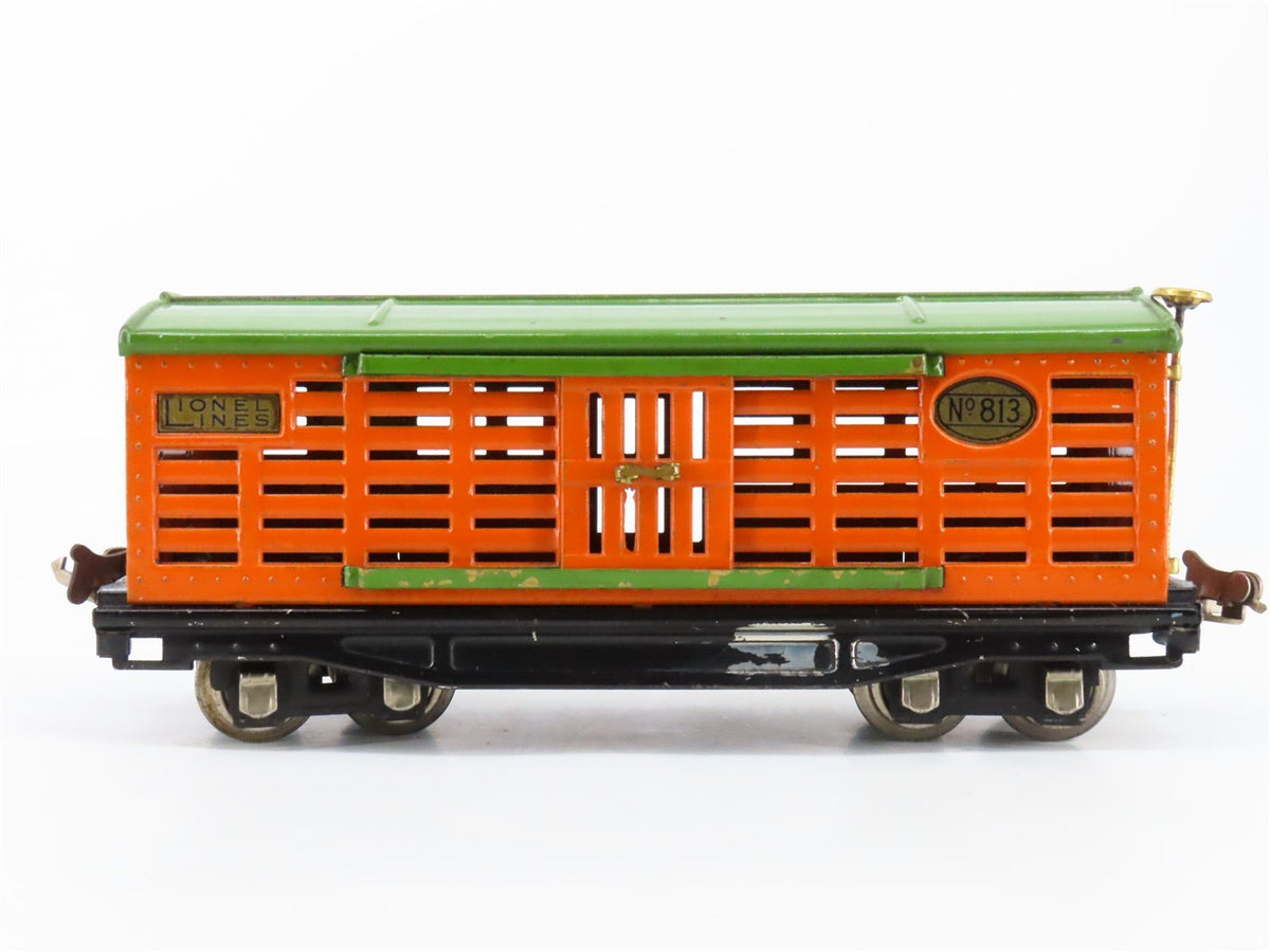 O Gauge 3-Rail Lionel Vintage Prewar Tinplate Lionel Lines Stock/Cattle Car #813