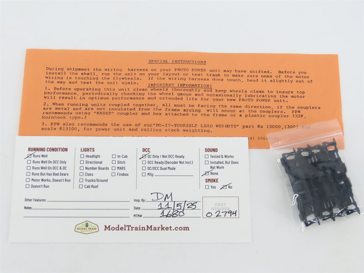 HO Scale Proto Power West A-Line 54413 ALCO FA Diesel - Powered Chassis Only