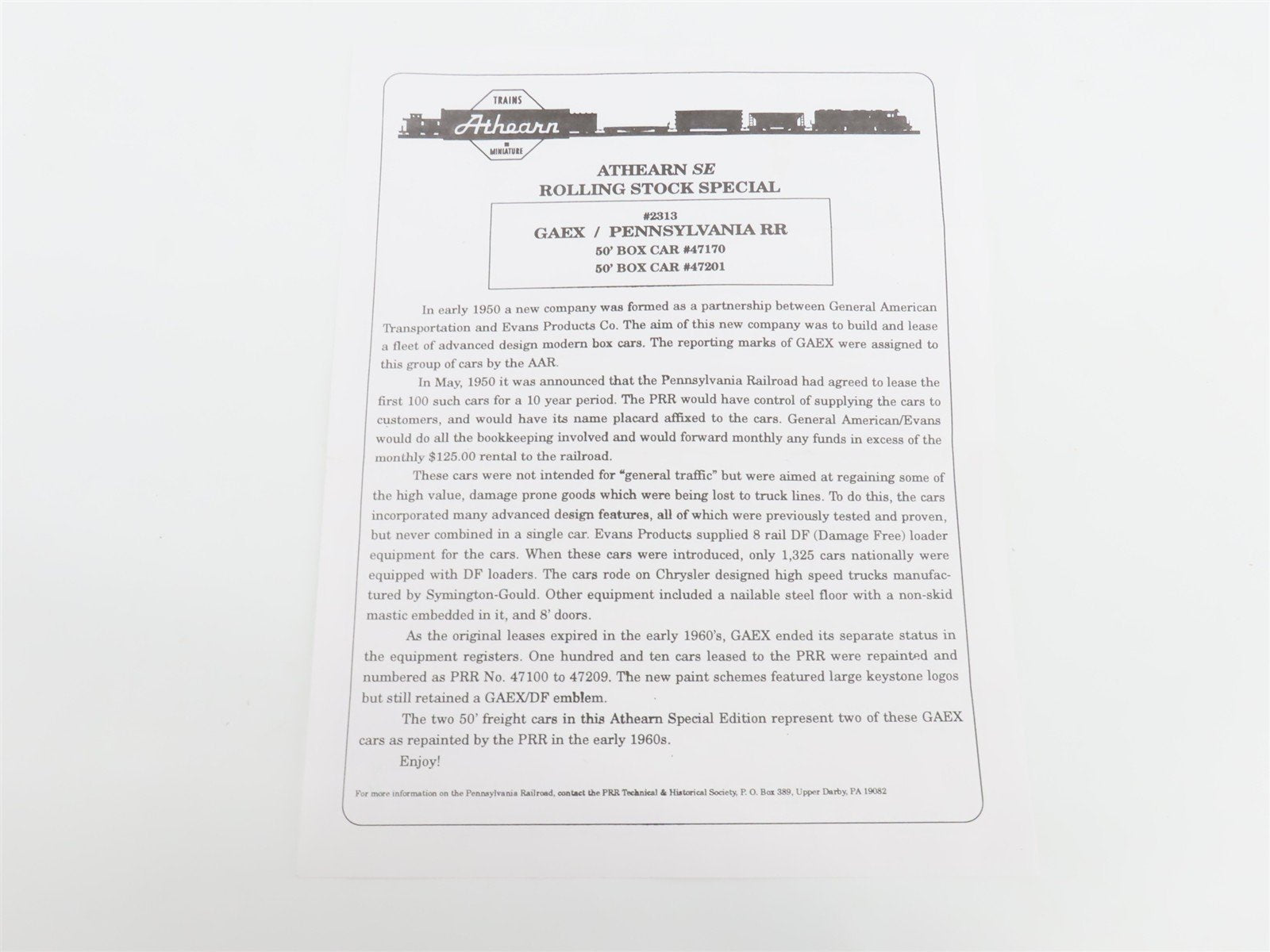 HO Scale Athearn SE Kit # 2313 PRR / GAEX Pennsylvania 50' Plug Door Box Cars