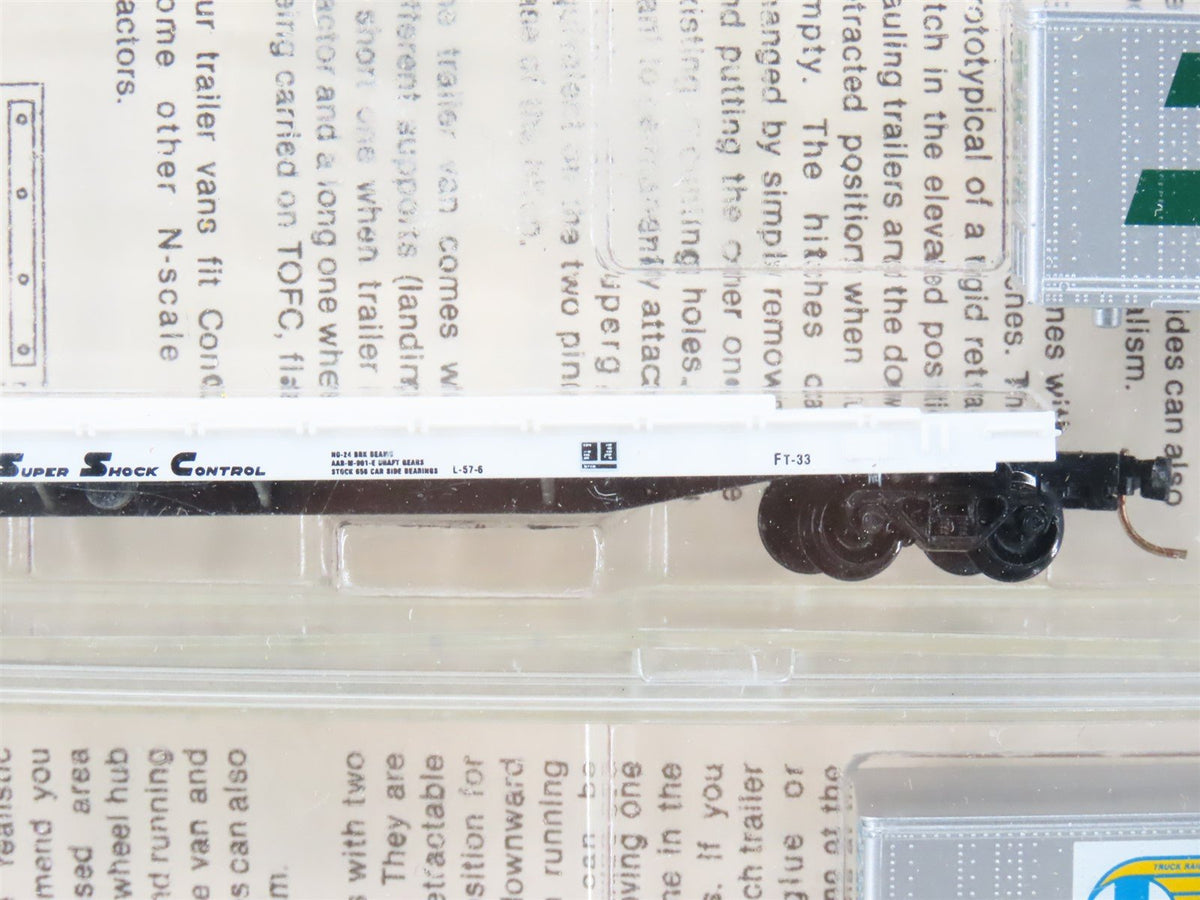 N Kadee Micro-Trains MTL 64012 ATSF 57&#39; TOFC Flat Cars 3-Pack w/Trailers -SEALED