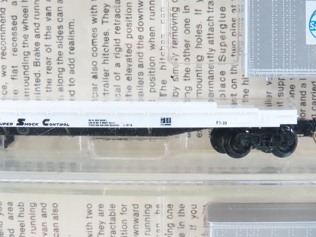 N Kadee Micro-Trains MTL 64012 ATSF 57&#39; TOFC Flat Cars 3-Pack w/Trailers -SEALED