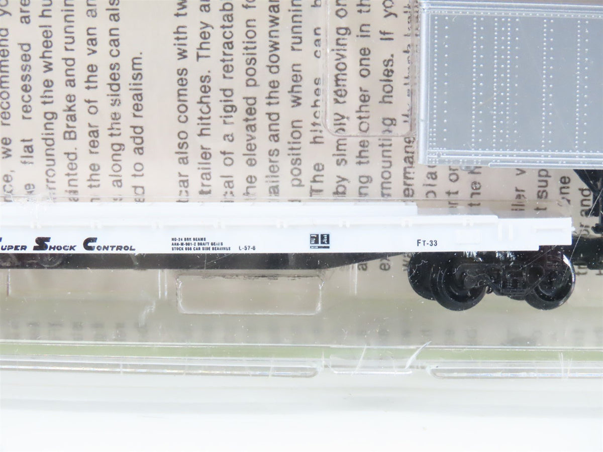 N Kadee Micro-Trains MTL 64012 ATSF 57&#39; TOFC Flat Cars 3-Pack w/Trailers -SEALED