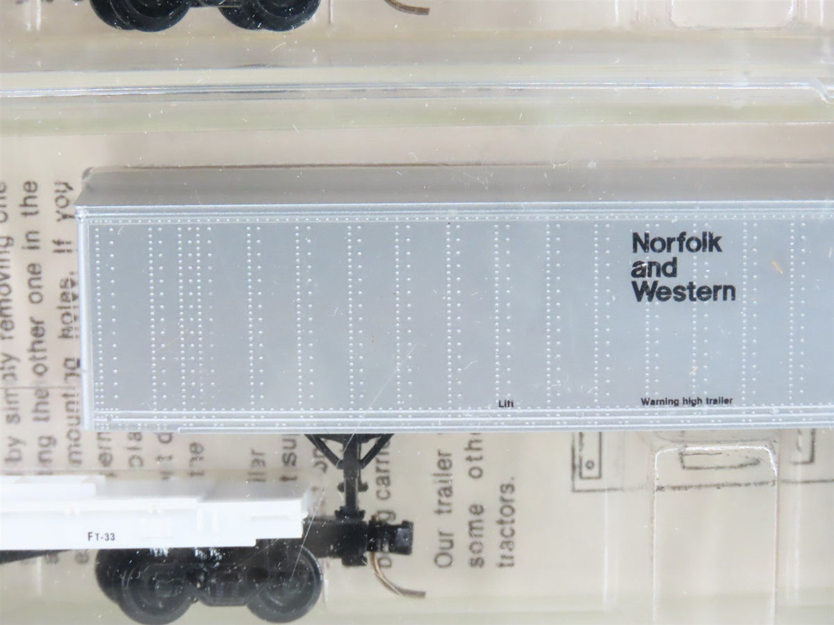 N Kadee Micro-Trains MTL 64012 ATSF 57&#39; TOFC Flat Cars 3-Pack w/Trailers -SEALED