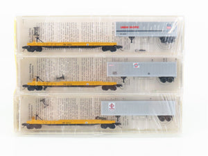 N Kadee Micro-Trains MTL 64022 CNW 57' TOFC Flat Cars 3-Pack w/Trailers - SEALED
