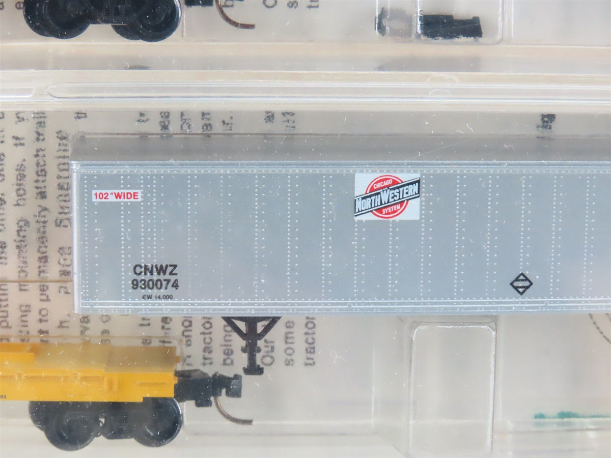 N Kadee Micro-Trains MTL 64022 CNW 57&#39; TOFC Flat Cars 3-Pack w/Trailers - SEALED