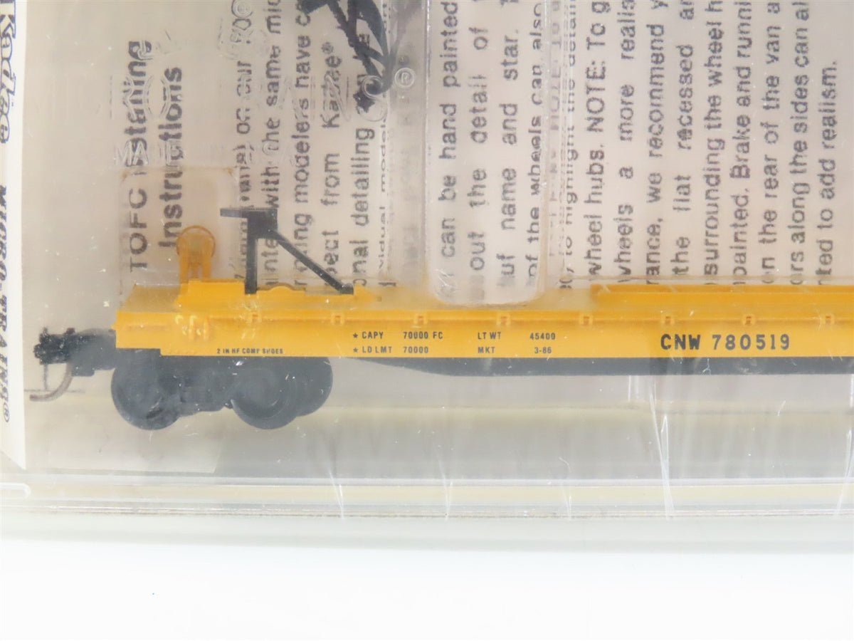 N Kadee Micro-Trains MTL 64022 CNW 57&#39; TOFC Flat Cars 3-Pack w/Trailers - SEALED