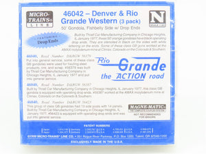 N Micro-Trains MTL 46042 D&RGW Rio Grande 50' Drop-End Gondolas 3-Pack - SEALED
