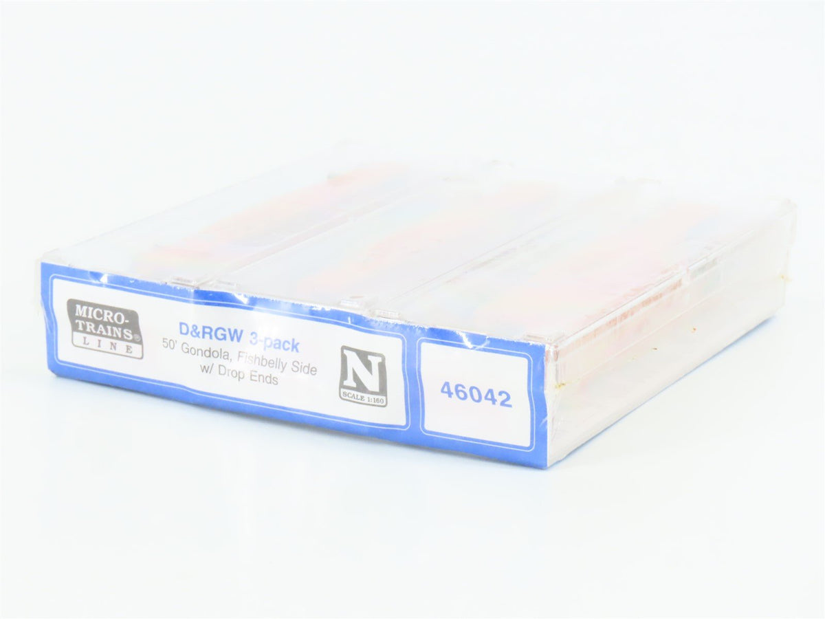 N Micro-Trains MTL 46042 D&amp;RGW Rio Grande 50&#39; Drop-End Gondolas 3-Pack - SEALED