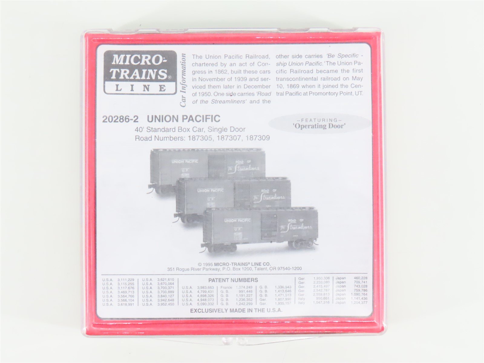 N Scale Micro-Trains MTL 20286-2 UP Union Pacific 40' Box Cars 3-Pack
