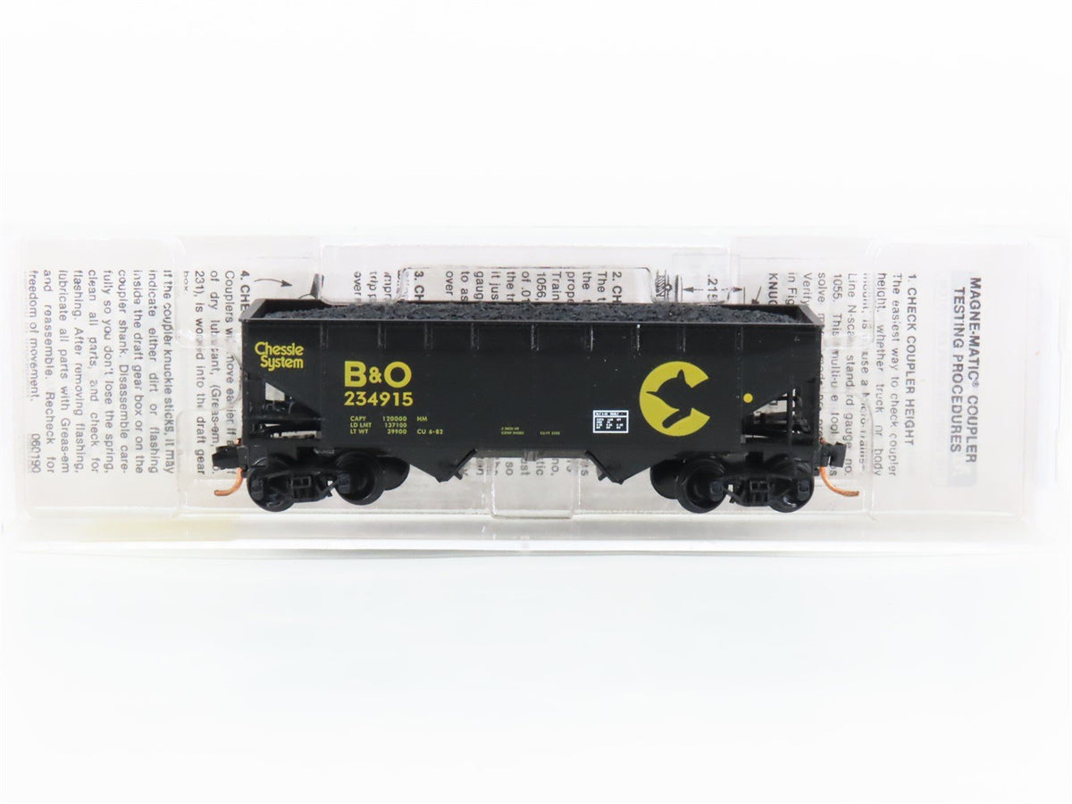 N Scale Micro-Trains MTL 86010 B&amp;O Chessie System 2-Bay Hopper #234915 w/ Load