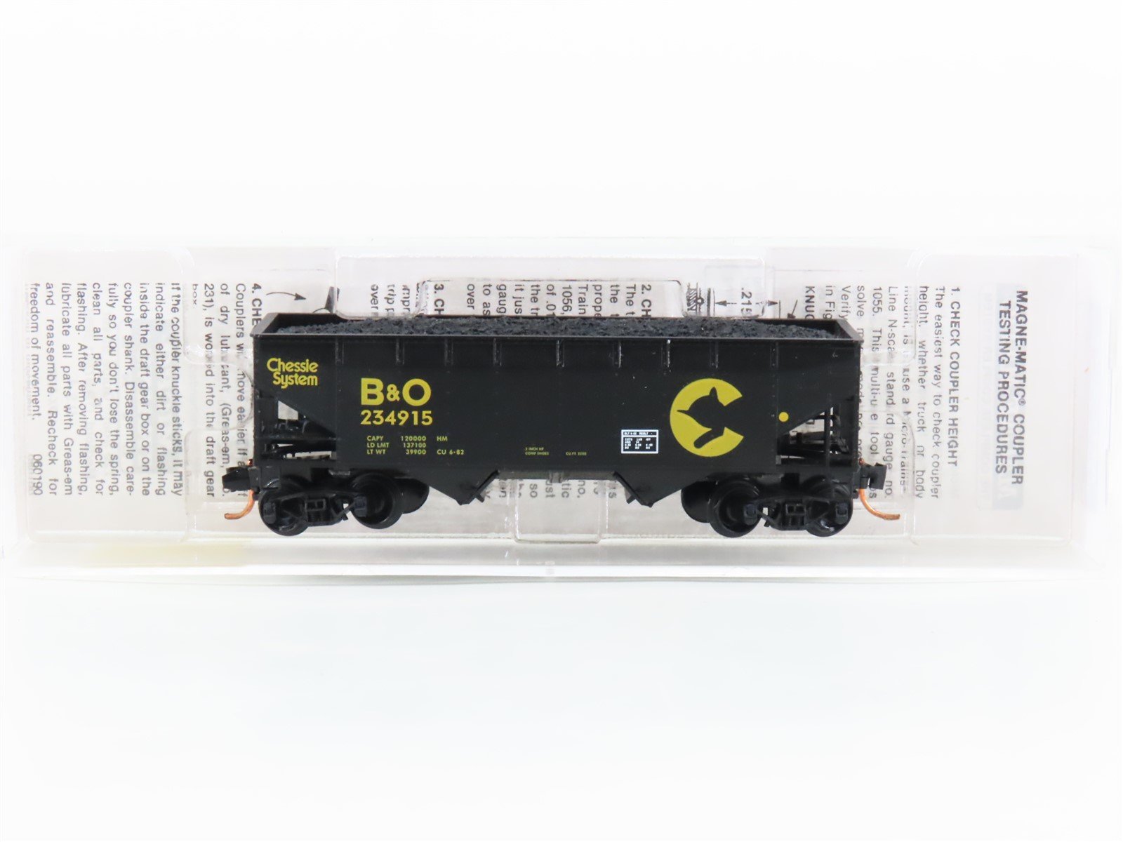 N Scale Micro-Trains MTL 86010 B&O Chessie System 2-Bay Hopper #234915 w/ Load