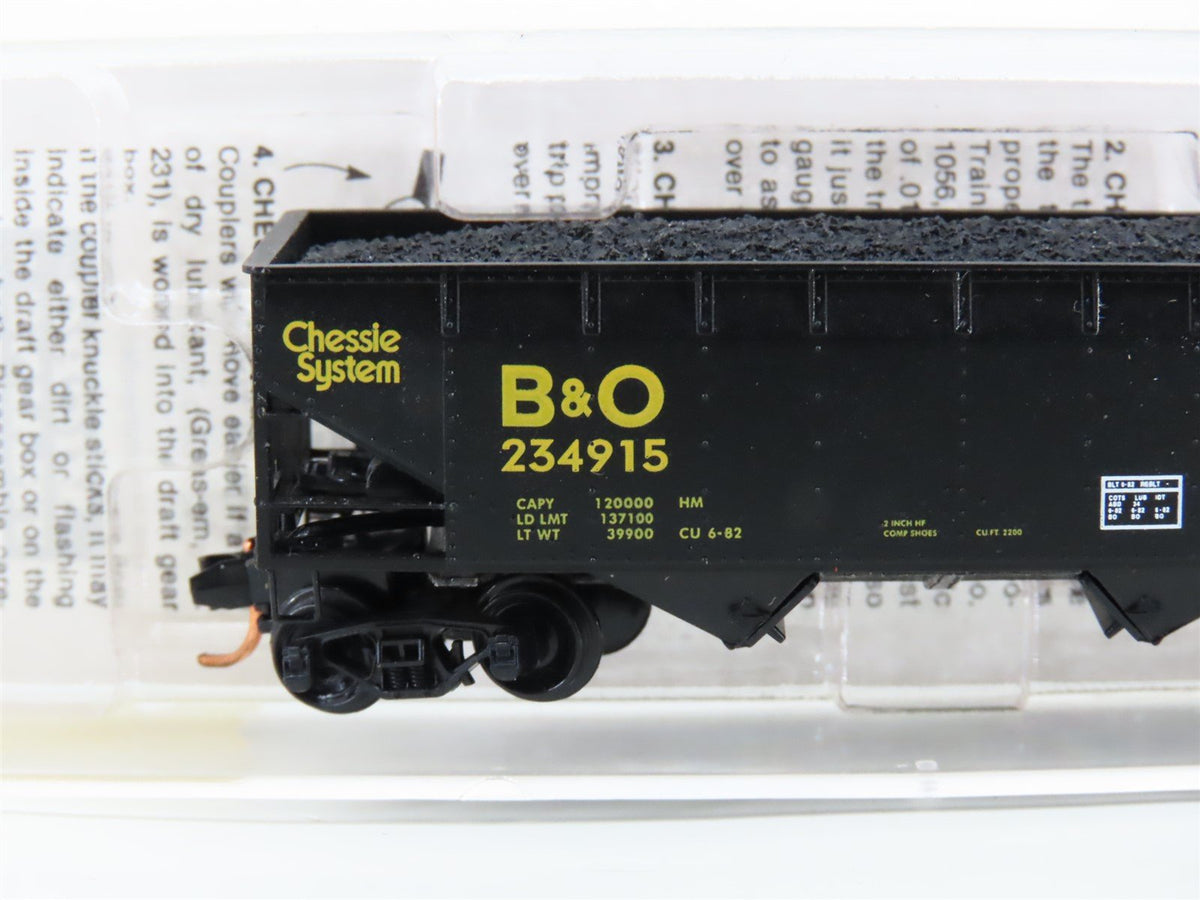N Scale Micro-Trains MTL 86010 B&amp;O Chessie System 2-Bay Hopper #234915 w/ Load