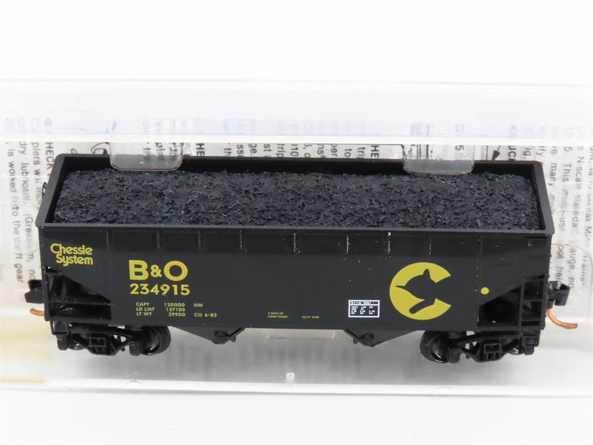 N Scale Micro-Trains MTL 86010 B&amp;O Chessie System 2-Bay Hopper #234915 w/ Load