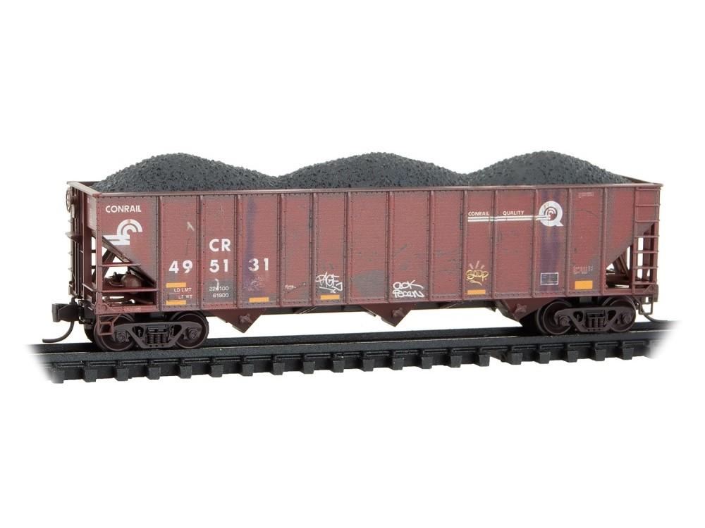 N Micro-Trains MTL 98305103 CR Conrail 3-Bay Hoppers 3-Pack w/ Load &amp; Graffiti