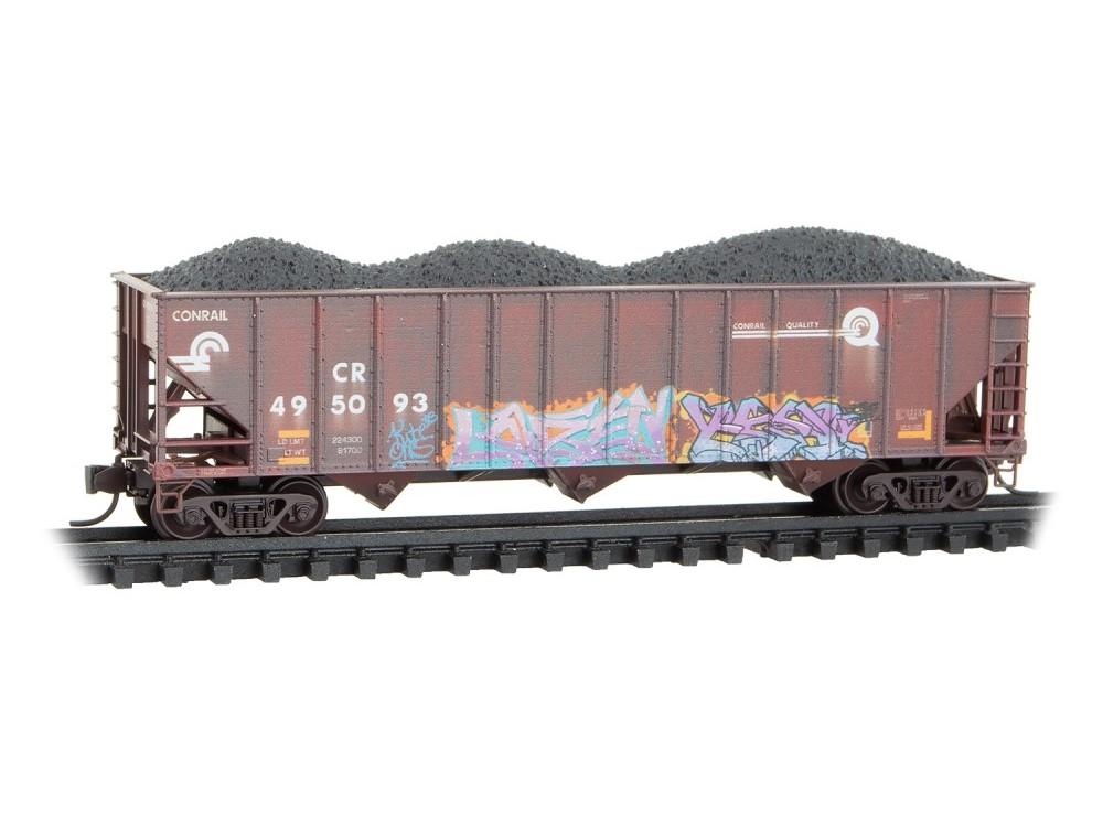 N Micro-Trains MTL 98305103 CR Conrail 3-Bay Hoppers 3-Pack w/ Load & Graffiti