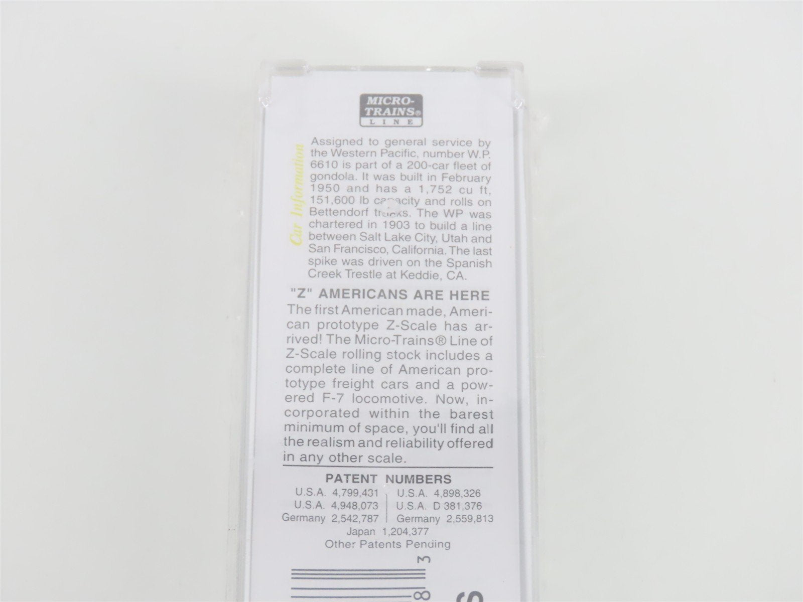 Z Scale Micro-Trains MTL 13105-2 WP Western Pacific 50' Gondola #6610 - SEALED