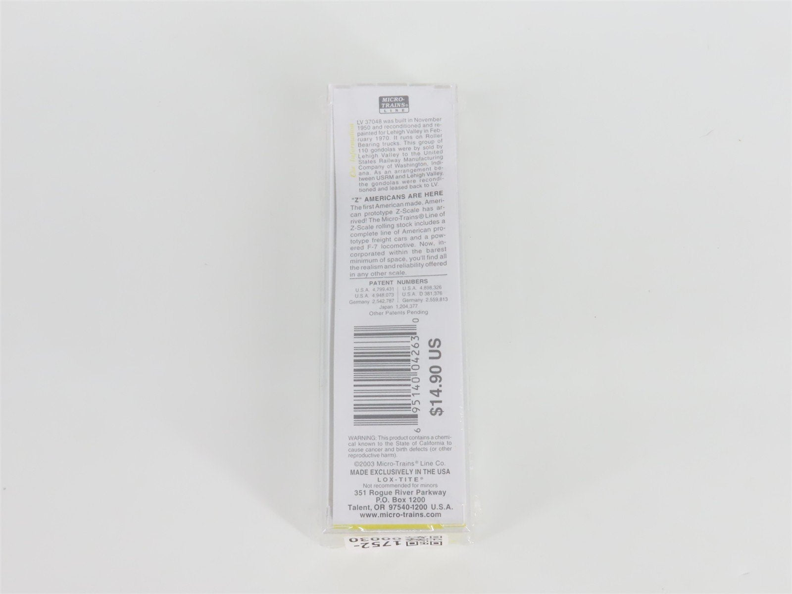 Z Scale Micro-Trains MTL 13107-2 LV Lehigh Valley 50' Gondola #37048 - SEALED