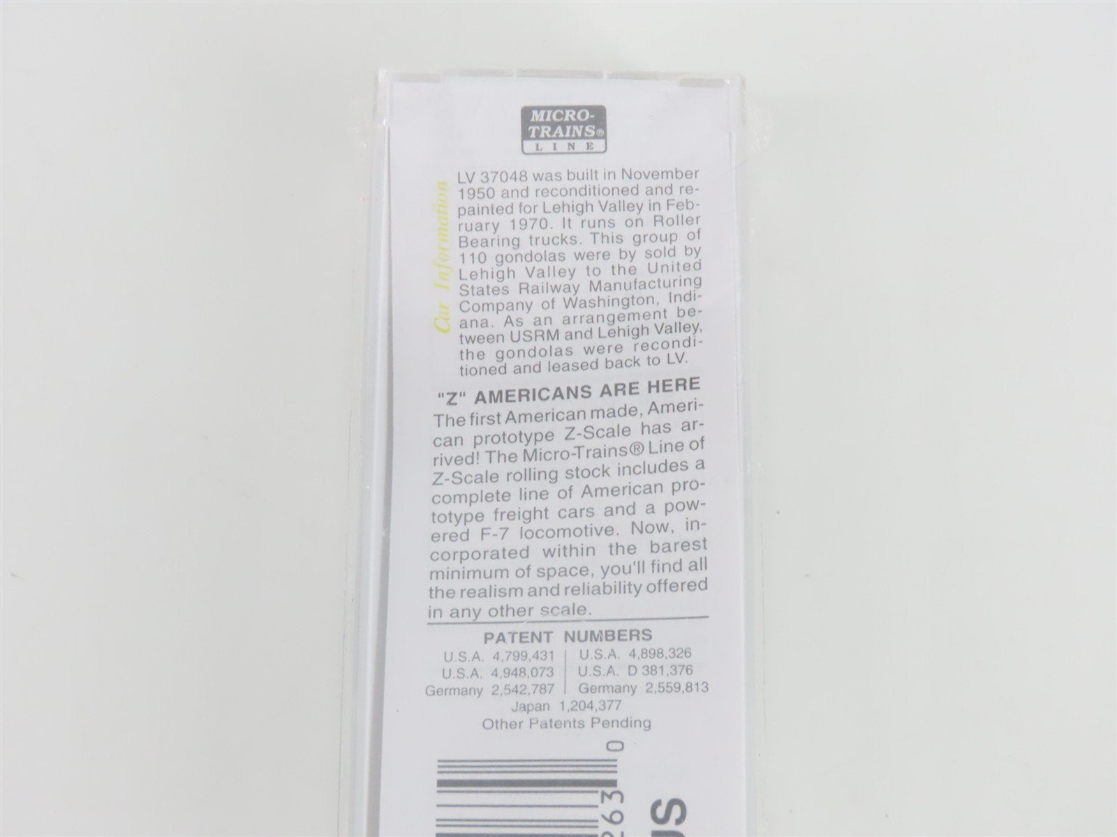Z Scale Micro-Trains MTL 13107-2 LV Lehigh Valley 50' Gondola #37048 - SEALED