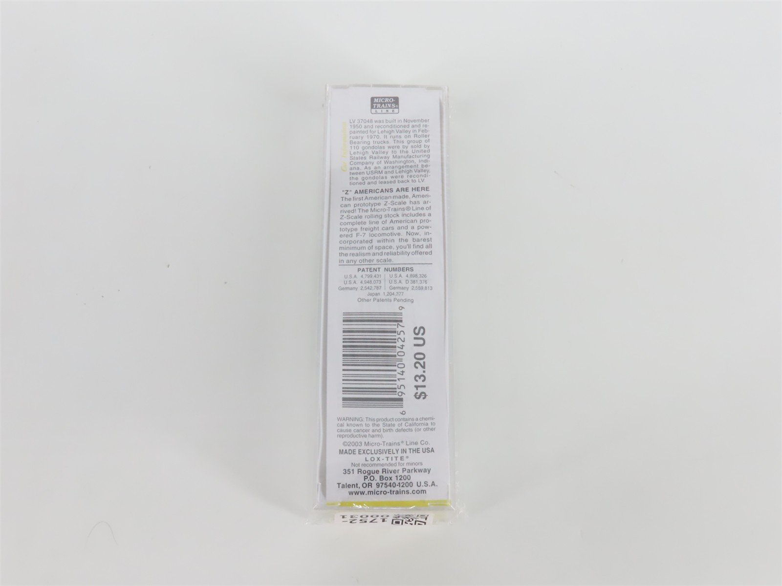 Z Scale Micro-Trains MTL 13107 LV Lehigh Valley 50' Gondola #37048 - SEALED