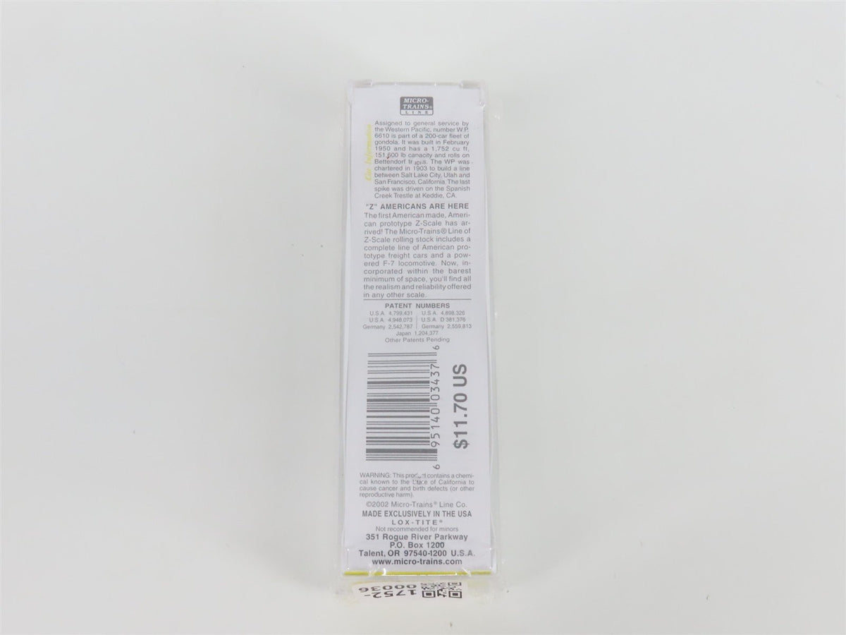 Z Scale Micro-Trains MTL 13105 WP Western Pacific 50&#39; Gondola #6610 - SEALED