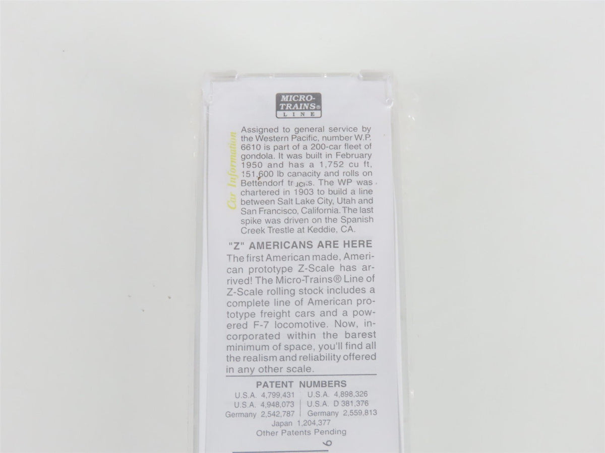 Z Scale Micro-Trains MTL 13105 WP Western Pacific 50&#39; Gondola #6610 - SEALED