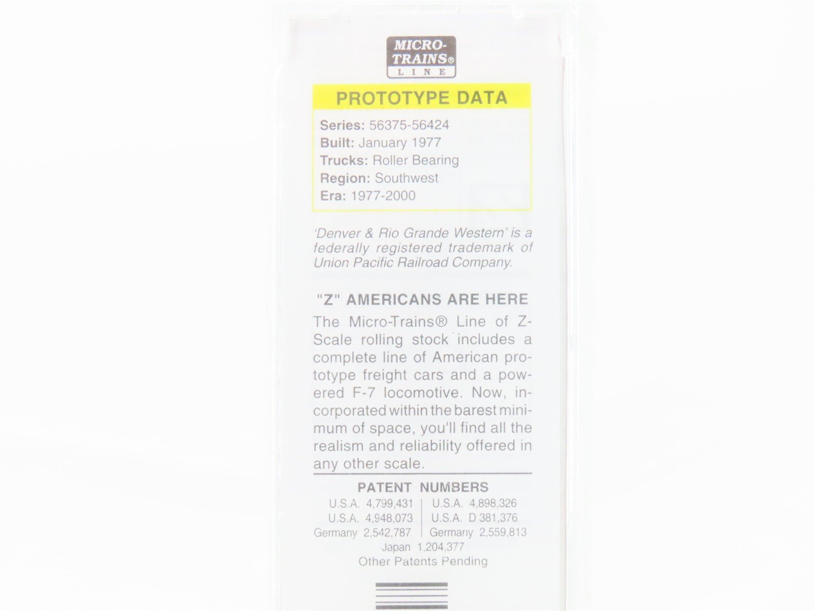 Z Scale Micro-Trains MTL 52200100 D&RGW Rio Grande 