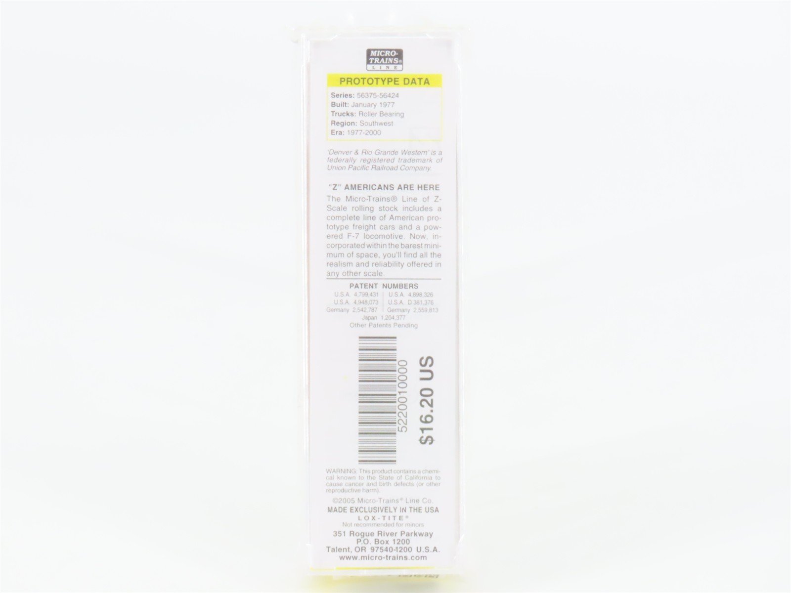 Z Scale Micro-Trains MTL 52200100 D&RGW Rio Grande 