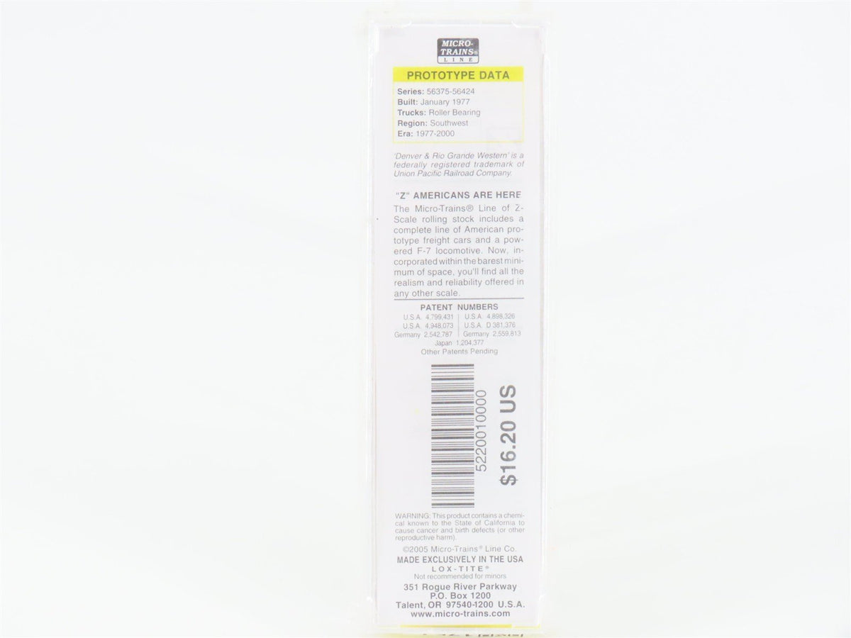 Z Scale Micro-Trains MTL 52200100 D&amp;RGW Rio Grande &quot;Action&quot;50&#39; Gondola #56379