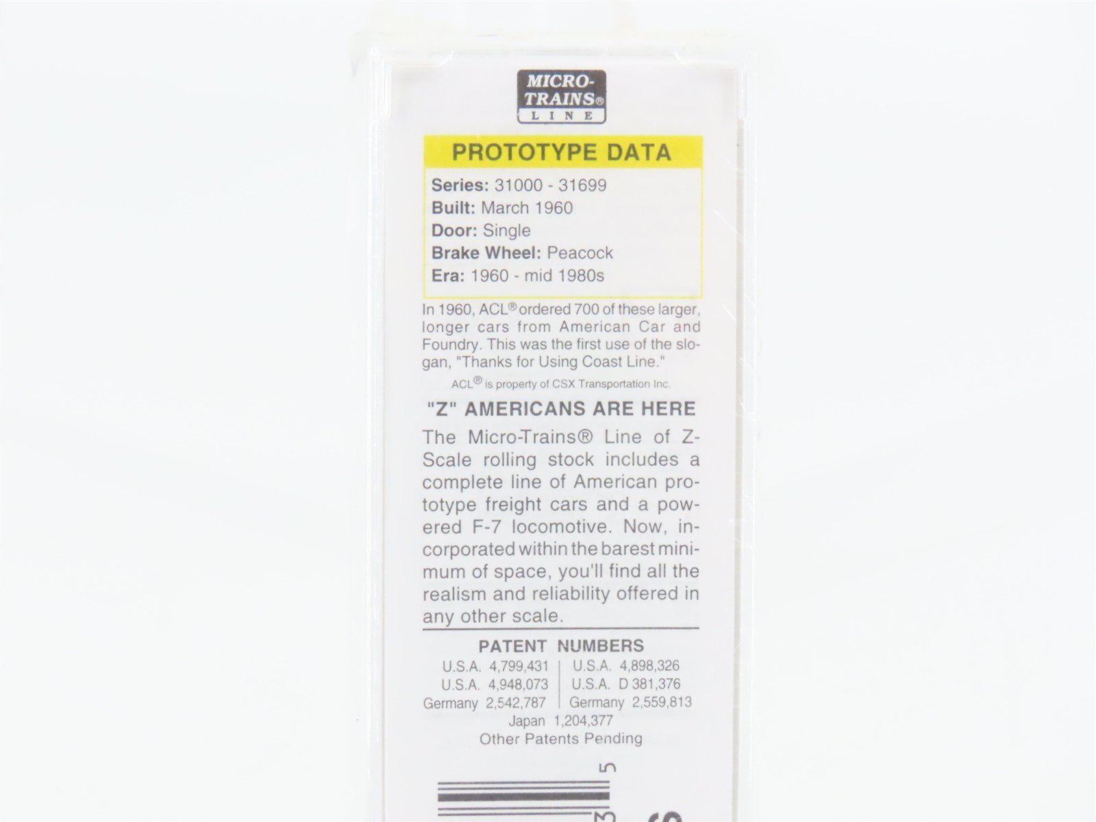 Z Scale Micro-Trains MTL 13511-2 ACL Atlantic Coast Line 50' Boxcar 31111 SEALED