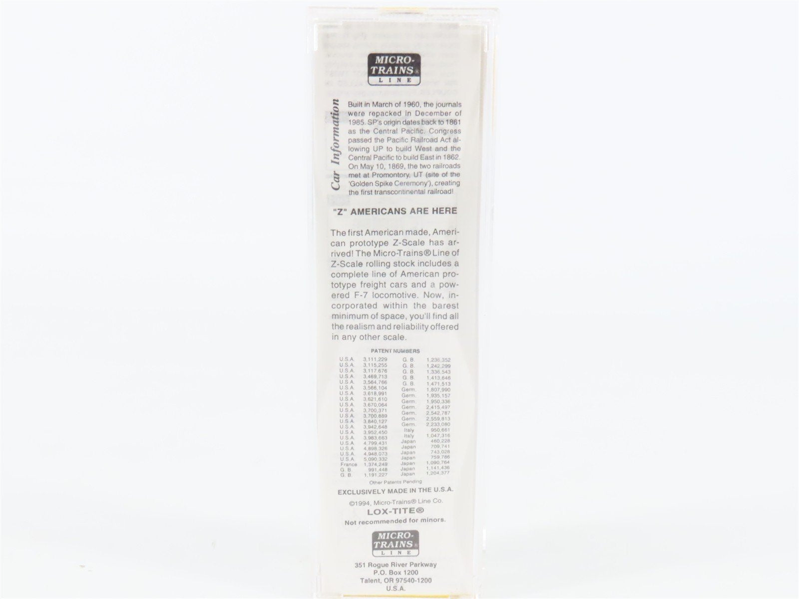 Z Scale Micro-Trains MTL 13514-2 SP Southern Pacific 50' Box Car #652270