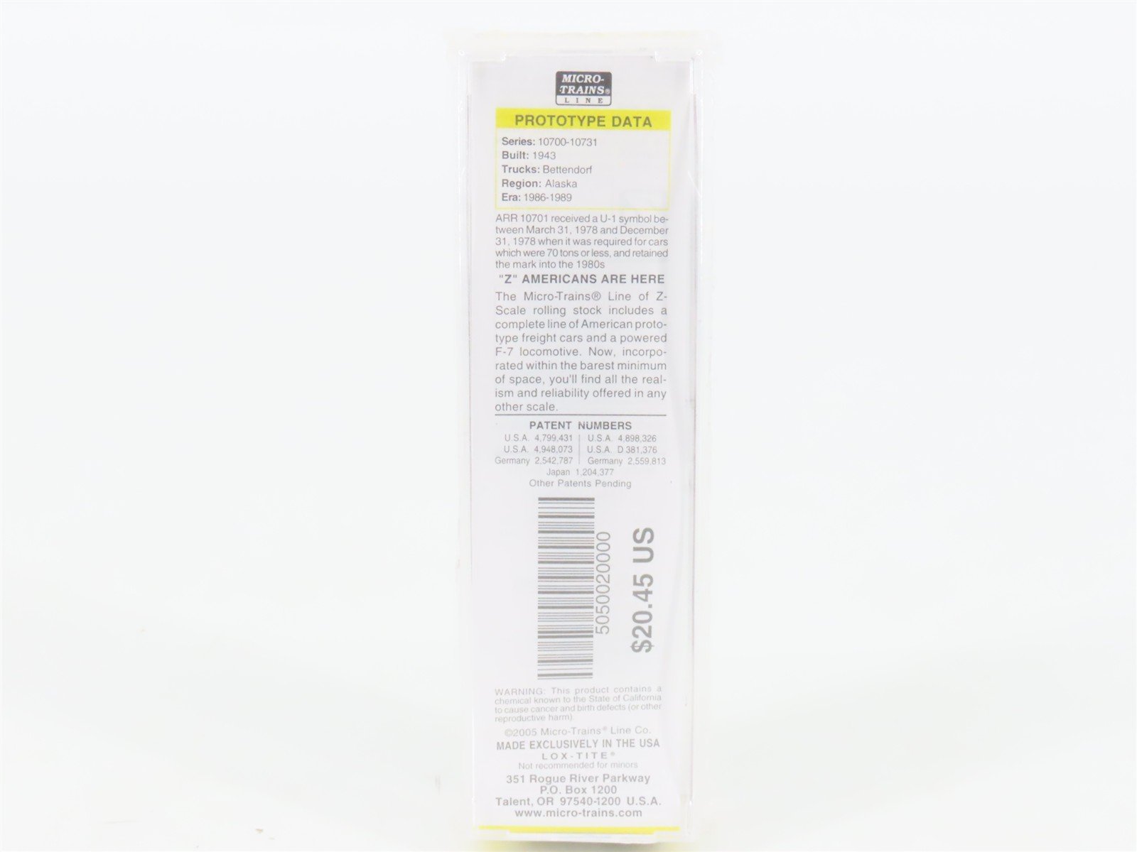 Z Micro-Trains MTL 50500200 ARR Alaska McKinley National Park 50' Box Car #10701