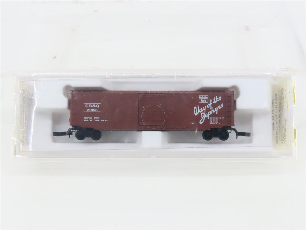 Z Scale Micro-Trains MTL 13519 CB&amp;Q Way Of The Zephyrs 50&#39; Box Car #21383 SEALED