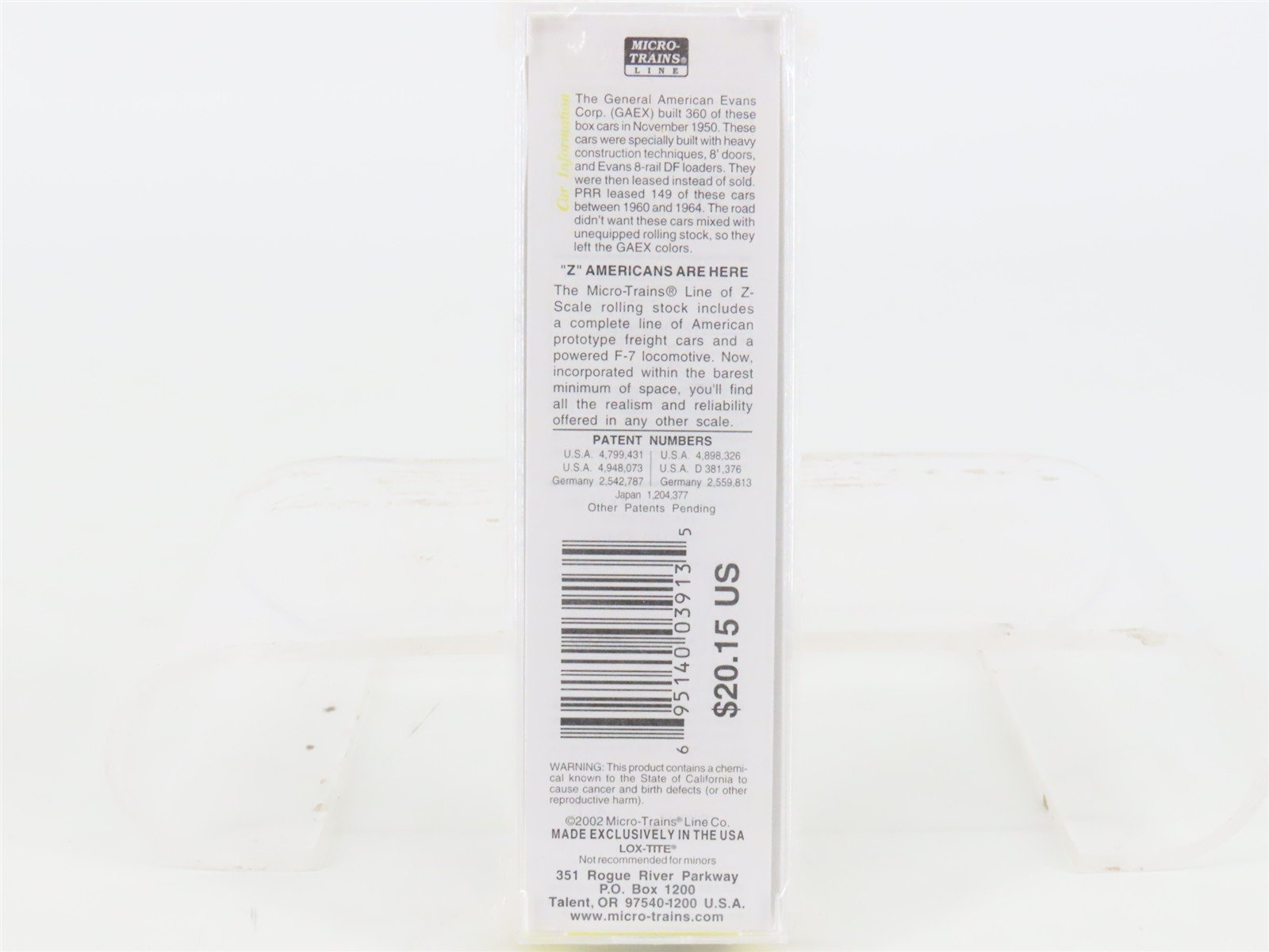 Z Scale Micro-Trains MTL 13518-2 PRR Pennsylvania 50' Box Car #47172 - SEALED